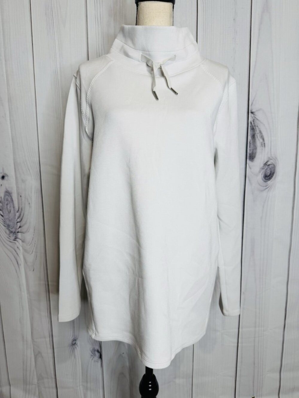 Spanx Air Essentials Got-Ya-Covered Mock Neck Pullover Top Off White Sz XL